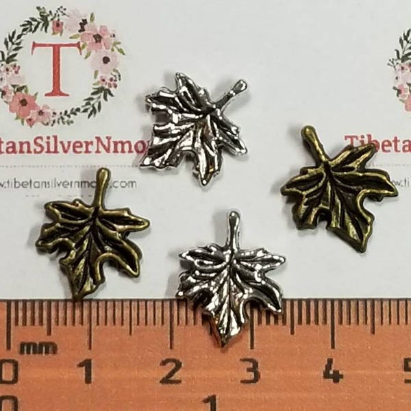 16 pcs per pack 18x14mm Maple Leaves Charm Antique Silver or Bronze Lead free Pewter