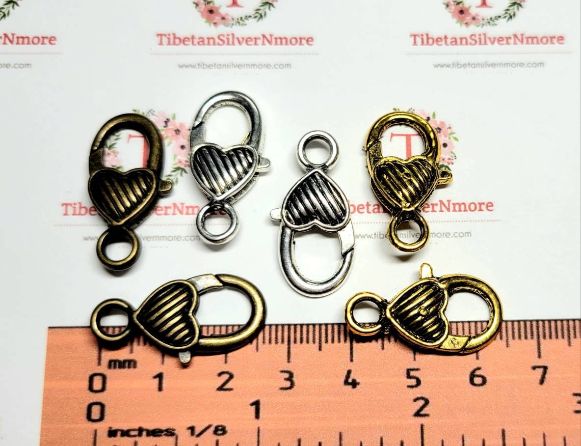 6 Pcs per Pack 24x12mm Corrugated Medium Heart Lobster Clasp