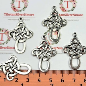 10 Stück pro Packung 30x20mm Solide Keltische Knoten Knoten der Hexen Kreuz Antik Silber Bleifrei Zinn