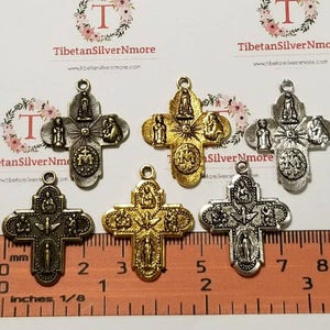 10 pcs per pack 30x24mm Reversible The Four Way Cruciform Charm Color to choose Lead Free Pewter