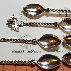 6 pcs per pack 69x15mm Collector Souvenir Silver Spoon charm Antique Silver Lead Free Pewter