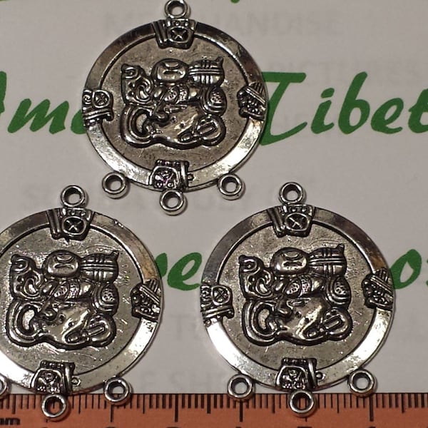 3 pcs per pack 42x34mm Solids Chandelier Mayan Glyph Large Pendant Antique Silver Finish Lead Free Pewter