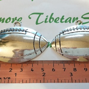 2 pcs per pack 64x39mm One side Large Football Charms Antique Silver Lead free Pewter.