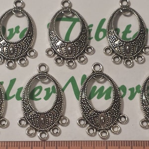 8 pcs per pack 34x19mm Chandelier Filigree Earring 3 loops Component Antique Silver Finish Lead free Pewter
