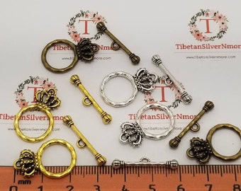 14 pairs per pack 23x15mm Medium Crown Toggle in Antique Silver, Gold  or Bronze Finish Lead free Pewter