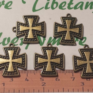 6 pcs per pack 20mm One side square Cross charm Antique Bronze Lead Free Pewter