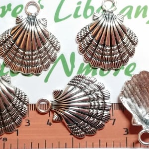6 pcs per pack 30mm large Sea Shell Antique Silver Lead Free Pewter.