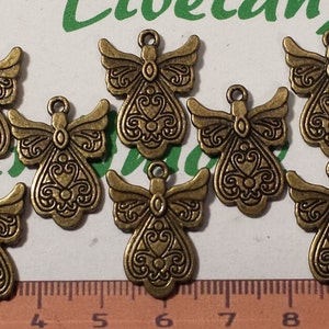 8 pcs per pack 22x12mm Reversible Angel Charm Antique Bronze Finish Lead Free Pewter