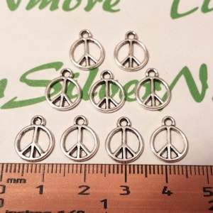 48 pcs per pack 10mm Small Peace Sign Charm in Antique Silver