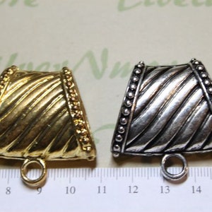3 pcs per pack 40x37x16mm Extra Large Corrugated Scarf Bail Antique Silver Pewter