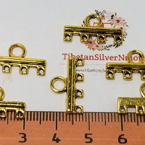 24 pcs per pack 20x6mm End Bar 4 strands Antique Gold Lead Free Pewter image 3