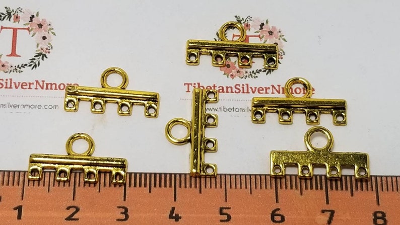 24 pcs per pack 20x6mm End Bar 4 strands Antique Gold Lead Free Pewter image 3