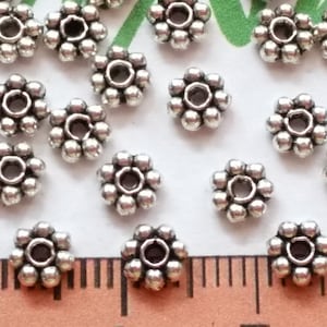 25 Gram per pack 5mm Bali Style Daisy Spacer Antique Silver or Bronze Finish Lead Free Pewter