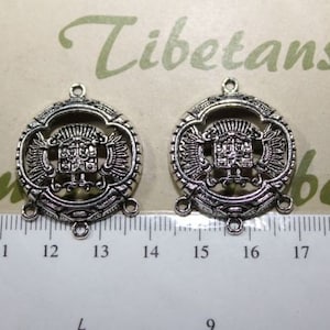 4 pcs per pack of 28mm Mayan Glyph Round Chandelier Earring Findings Antique Silver Finish Lead Free Pewter