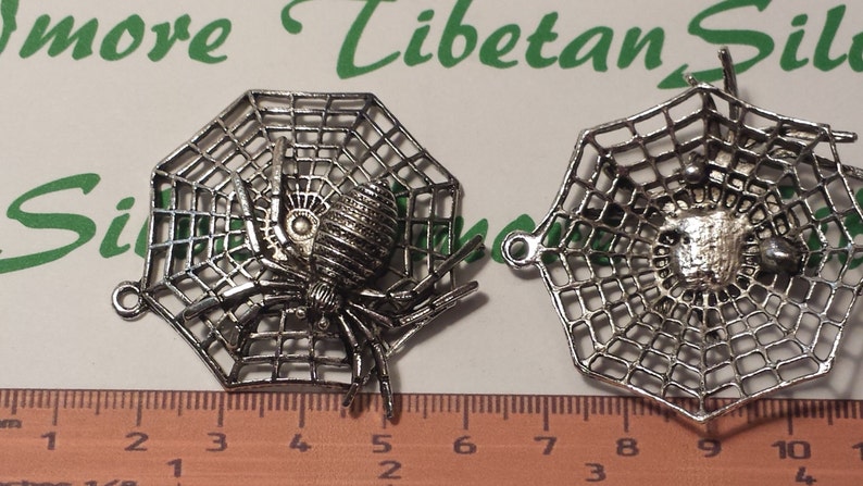 2 pcs per pack 50x49mm Large Spider Web Pendant Antique Silver Finish Lead free Pewter