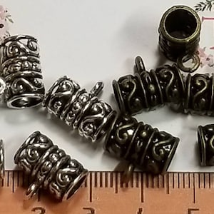 12 pcs per pack of 13x9mm 6mm opening diameter Filigree Tube Bail Antique Silver or Bronze Finish Lead Free Pewter