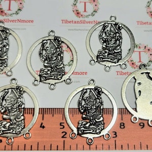 6 pcs per pack of 34x27mm Mayan Glyph Large Solid Chandelier Antique Silver Finish Lead Free Pewter.