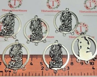 6 pcs per pack of 34x27mm Mayan Glyph Large Solid Chandelier Antique Silver Finish Lead Free Pewter.