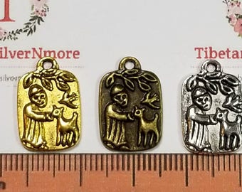 16 pcs per pack 16x14mm St. Francis Charm in color to choose Lead free Pewter