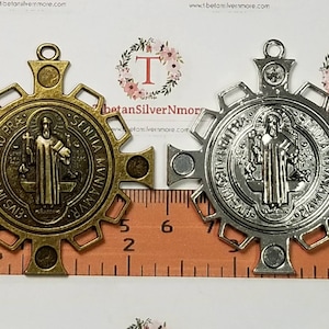 2 pcs per pack 40mm Reversible San Benito Medallion Pendant Antique Silver or Bronze Lead free Pewter
