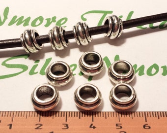 12 pcs per pack 11x6mm Round 6mm diameter Large Hole Beads Antique Silver or Bronze Lead Free Pewter