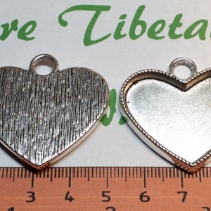 3 pcs per pack 39x36mm 4mm deepth Antique Silver Finish Lead Free Pewter Large Heart Filler Pendant