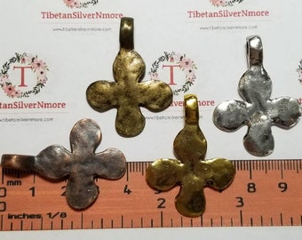 6 pcs per pack 30mm Hammered Cross Pendant color to choose Lead Free Pewter