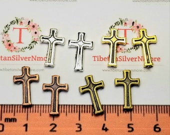 24 pcs per pack 16x8mm Reversible Cross Bead in Antique Silver, Copper or Bronze Lead free Pewter
