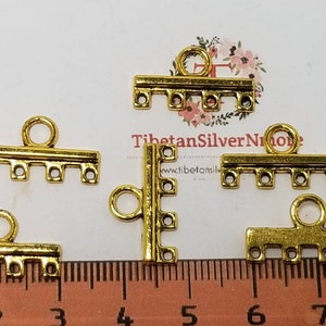 24 pcs per pack 20x6mm End Bar 4 strands Antique Gold Lead Free Pewter image 2