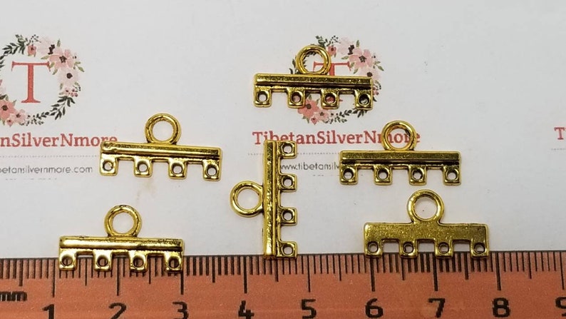 24 pcs per pack 20x6mm End Bar 4 strands Antique Gold Lead Free Pewter image 2