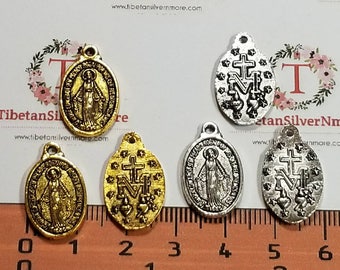 12 pcs per pack 20x12mm Miraculous Charm Antique Gold or Silver Lead free Pewter