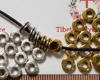 20 Gr per pack 6x2mm 2.5mm diameter Rondelle Beads Antique Gold or Silver Lead free Pewter