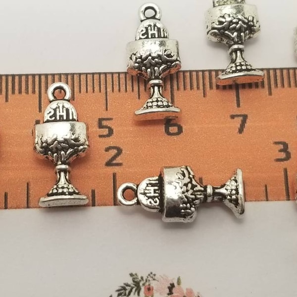 12 pcs per pack 18x8mm 5mm thickness Chalice charm Antique Silver Lead Free Pewter