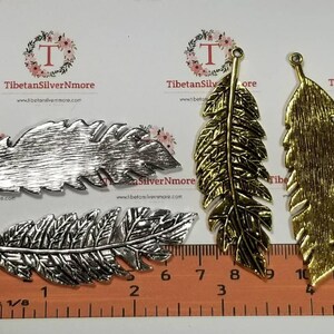 2 pcs per pack 71x22mm Antique Gold or Silver Large Fern leaf Lead Free Pewter. image 5