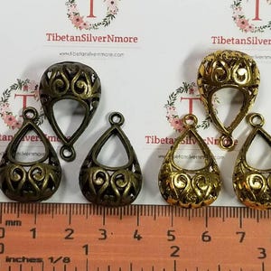 6 pcs per pack 28x18mm 13mm thickness Filigree Basket Earring findings Antique Silver, Bronze or Gold Finish Lead free Pewter