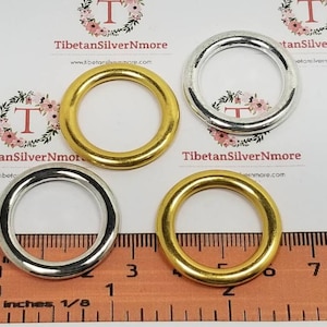 6 pcs per pack 20mm Smooth Solid Round Loop in Gold or Silver tone Lead Free Pewter