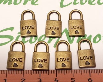 12 Stück pro Packung 19 x 10 mm Vorhängeschloss Charm antike Bronze-Finish Bleifrei Zinn