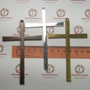 2 pcs per pack 110x66mm Reversible Narrow Long Cross Plain solid Antique Bronze, Copper or Silver Lead Free Pewter