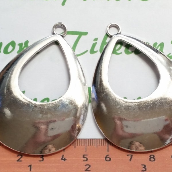2 pcs per pack 65x47mm Large Gogo Teardrop Plain Earring Component Antique Silver Finish