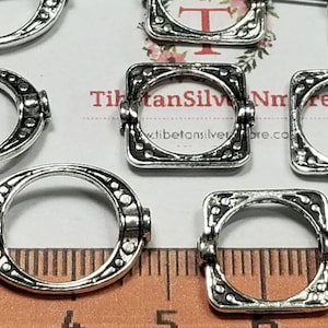 28 pcs per pack  Reversible Rectangular 14x13mm or Oval Bali 19x14mm Style Bead Frame Antique Silver Finish Lead Free Pewter