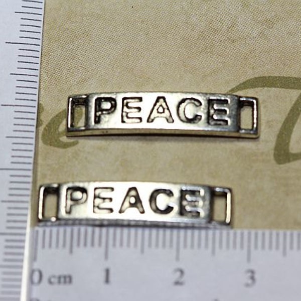 24 pcs per pack 26x6mm Peace message Link Connector Antique Silver Lead free Pewter