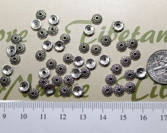 20 gram per pack 6x2mm Small Bead Caps Antique Silver Finish Lead Free Pewter