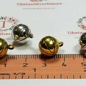 4 pcs per pack 10mm Solid Basketball Charms Antique Gold or Silver Lead free Pewter.