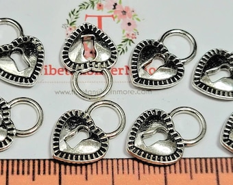 24 stuks per verpakking 17x12mm hangslot hart charme met sleutelgat in antieke zilveren afwerking loodvrij tin