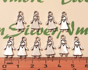 24 pcs per pack 17x9mm Small Angel Charms Antique Silver Lead free Pewter.