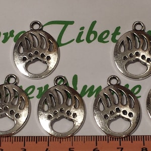 8 pcs per pack 29x21mm Bear Claw Charm Antique Silver lead free Pewter