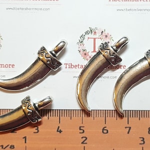 6 pcs per pack 36x12mm Solid Horn Pendant Antique Silver Lead Free Pewter