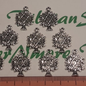 24 pcs per pack 14x20mm Star of David Charm on the tree charm Antique Silver Finish Lead Free Pewter