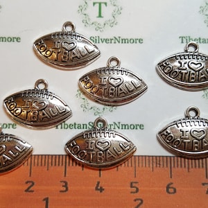 18 pcs per pack 20x11mm One side Football Charms Antique Silver Lead free Pewter.