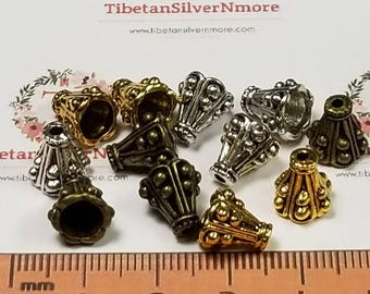 20 pcs per pack 10x8mm Bali Style Cone Antique Silver, Bronze or Gold Finish Lead Free Pewter